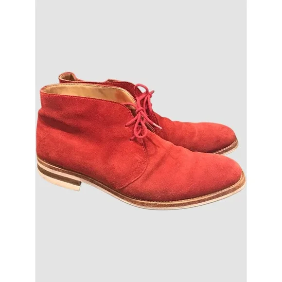 Russell & Bromley Red Suede Chukka Boots Ankle‎ Lace Up Mens Size 9