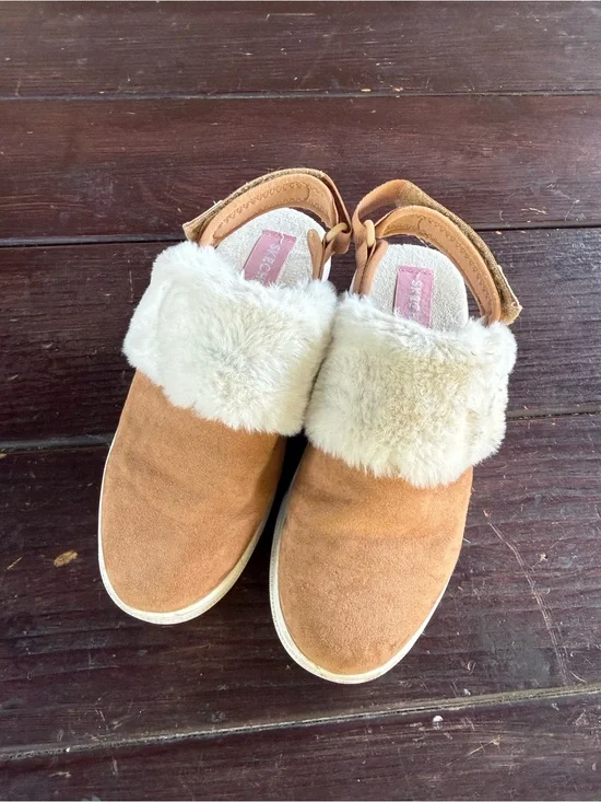 SKECHERS Cozy Faux Suede Faux Fur Lined Slip-On Kids Brown US 3