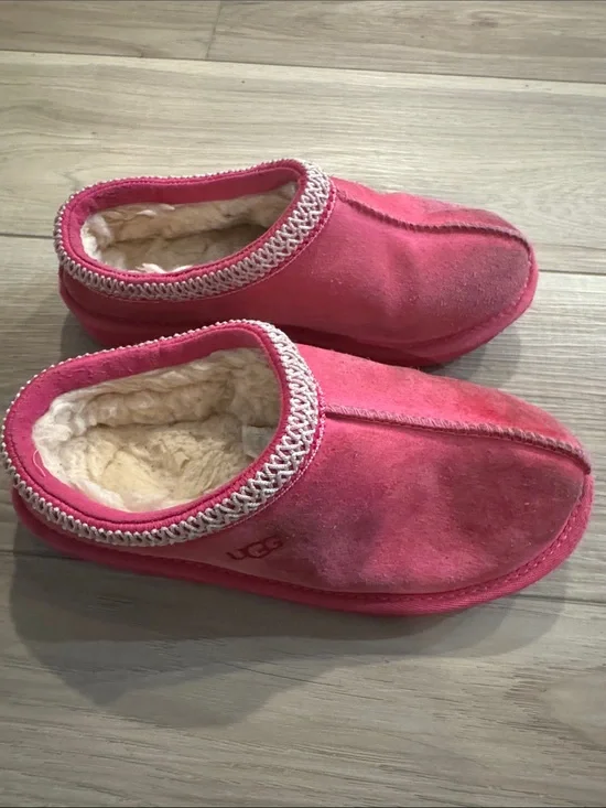 UGG Kids Pink Shearling-Lined Slippers