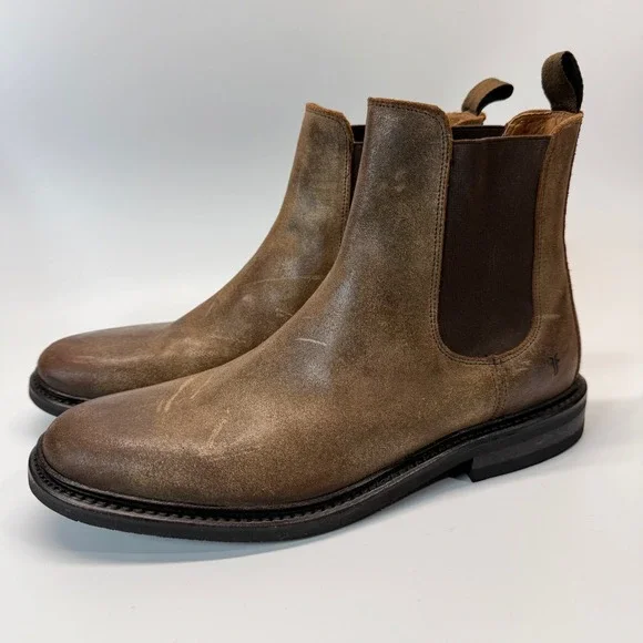 Frye‎ Seth Chelsea Boot Men 9 D Brown Chocolate Patina Classic