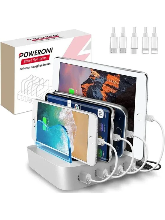 Fast Charging Dock Station for 4 Devices - Multi USB Charger for iPad, iPhone