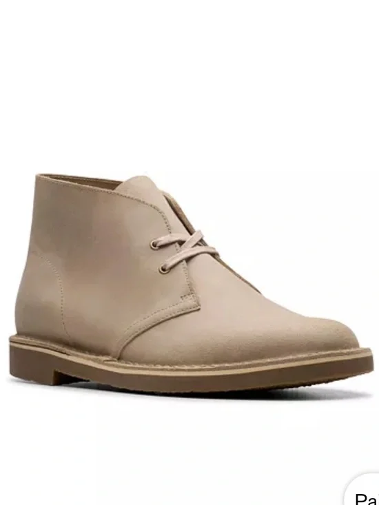 New Mens Clark’s Shepton Boots in Taupe Distressed Leather 11.5M