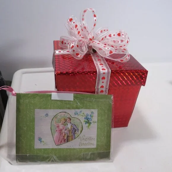 Red Holographic Gift Box, Bow, & Gift Tag (Fits most Ceramic Coffee mugs)