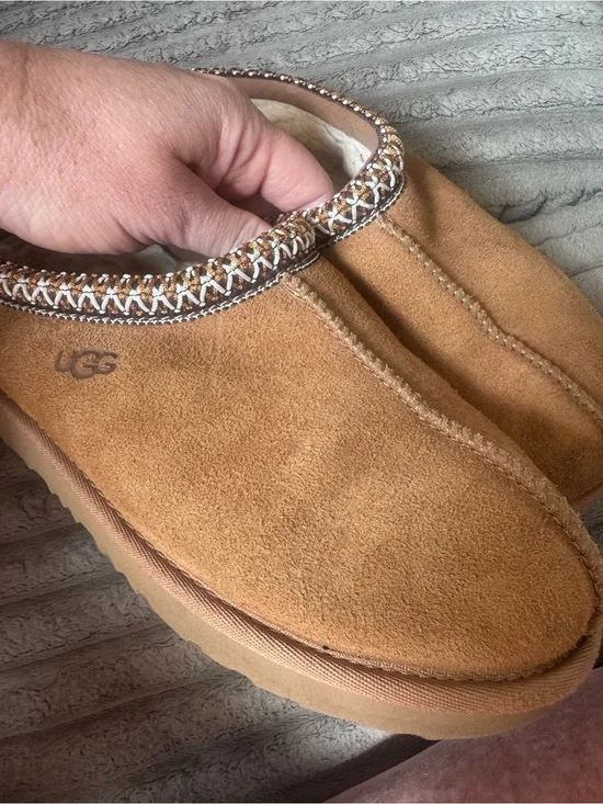 UGG Men's Chestnut Suede Slip-On Loafers with Braided Trim