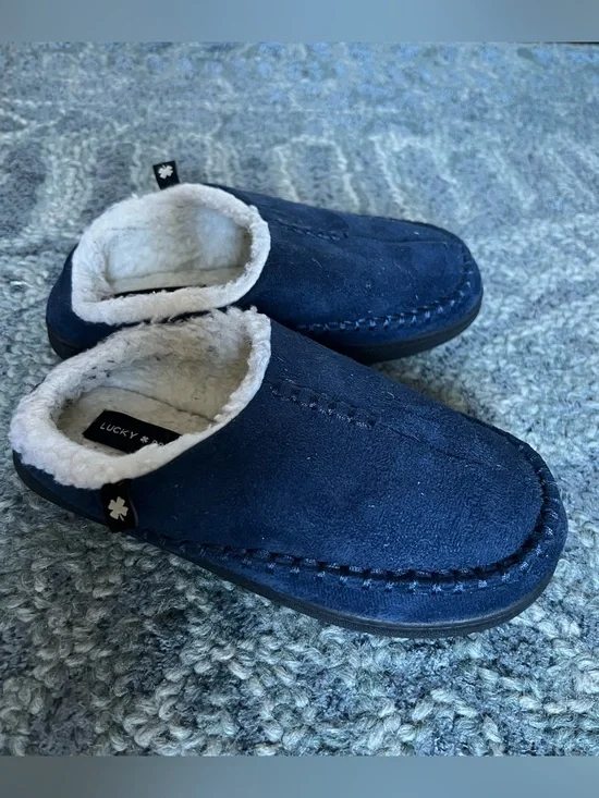Lucky Brand Kids Navy Slip-On Faux Shearling Lined Slippers