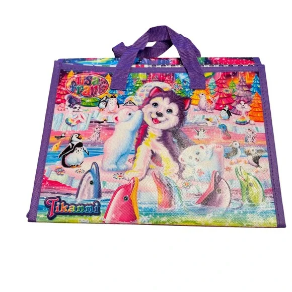 Lisa Frank Tikanni Trifold‎ Portfolio Art Organizer Bag with 6 Crayons Rainbow