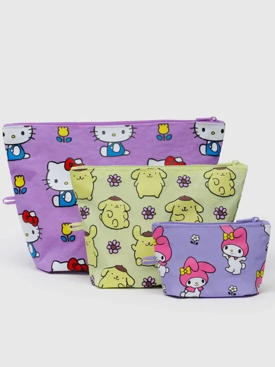 NWT Baggu Go Pouch Set - Hello Kitty & Friends Florals (My Melody, Pompompurin)