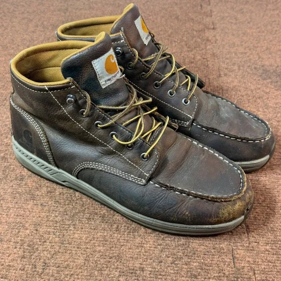 Carhartt Men Lightweight Wedge Chukka Work Boots Brown Leather Size 12W CMX4023