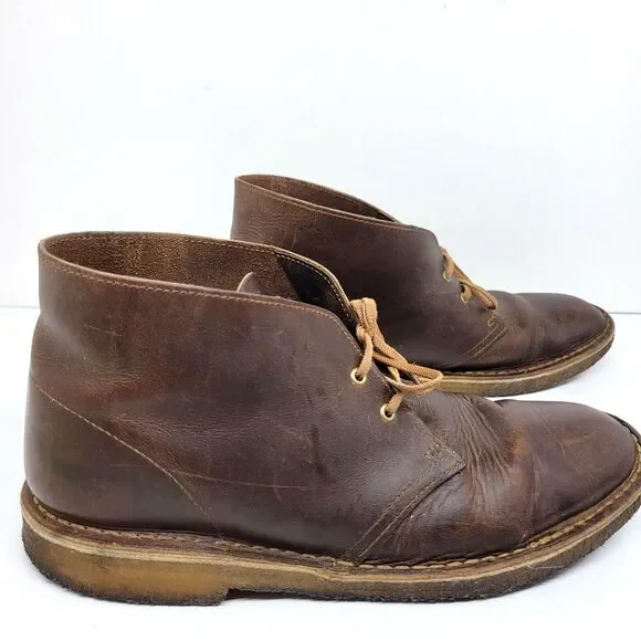 Clarks Original Men's Desert Boot Brown Leather Crepe Sole Chukka Boots Size 10M