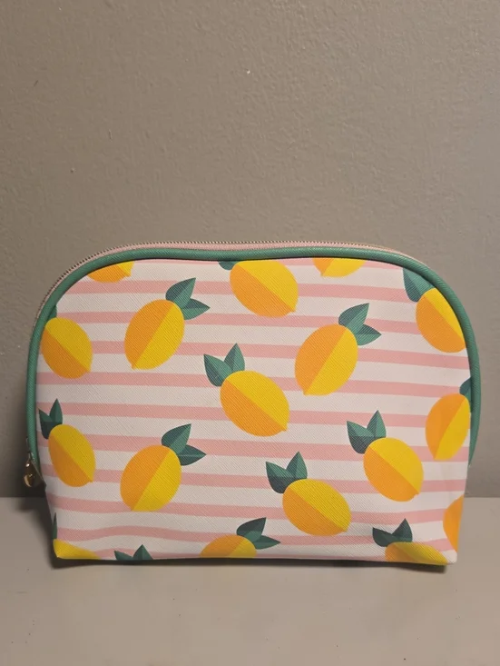Dabney Lee Pink Stripe Lemon Cosmetic Pouch