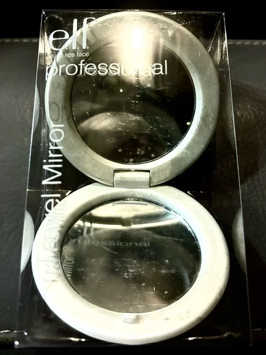 ELF Compact Double Round Makeup Mirror in Silver and Black