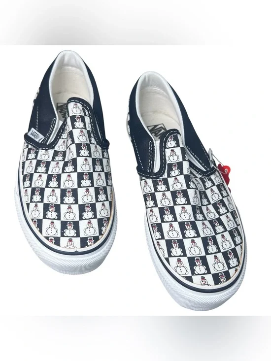 Vans Kids Classic Slip-On Checkered Snowman Pattern Sneakers NWT Size‎ 1.5