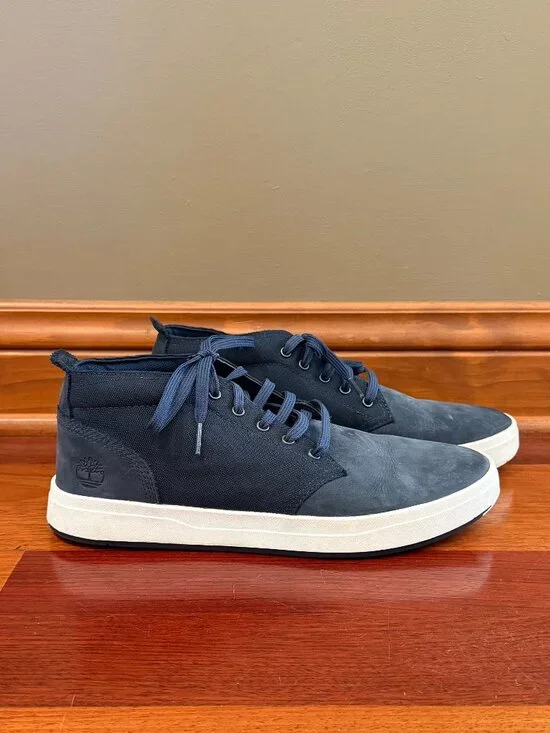 Timberland Men's Navy Canvas Suede Chukka Mid Shoe Lace Up, Size 9.5