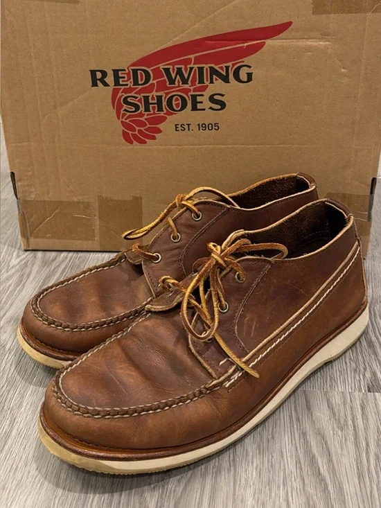 Red Wing Shoes Men’s Brown Leather Chukka with Cream Sole RARE made in USA