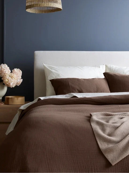 NEW QUINCE King Chocolate $170 Organic Cotton Gauze Duvet Cover SET WITH SHAMS