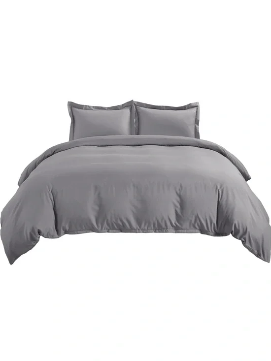 NEW gray wrinkled vintage duvet cover set full/queen