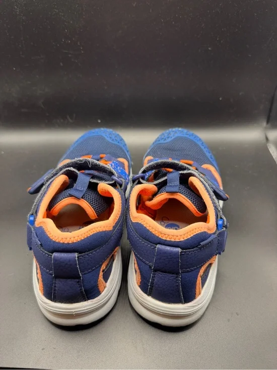 Kids Navy and Orange Hook-and-Loop Sneakers — Lightweight Active Shoes