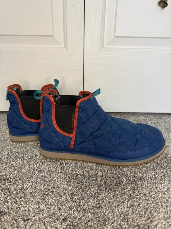 Columbia Men’s Winter Snow Boots Size 10 Navy Blue Orange Insulated Slip On