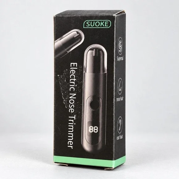 SUOKE Electric Nose Trimmer Rechargeable Ear Hair Groomer LED Display Black