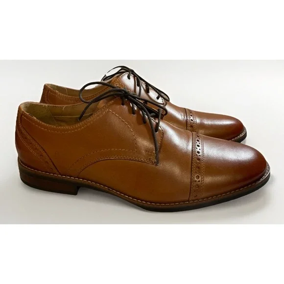 Nunn Bush Norcross Cap Toe Oxford Cognac Men's Size 12 M‎ No Insoles Lace Up EUC