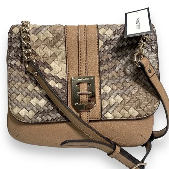 Nine West Gleam Team Faux Snakeskin Crossbody Bag - Tan/Grey/Cream, 60424769-4XE