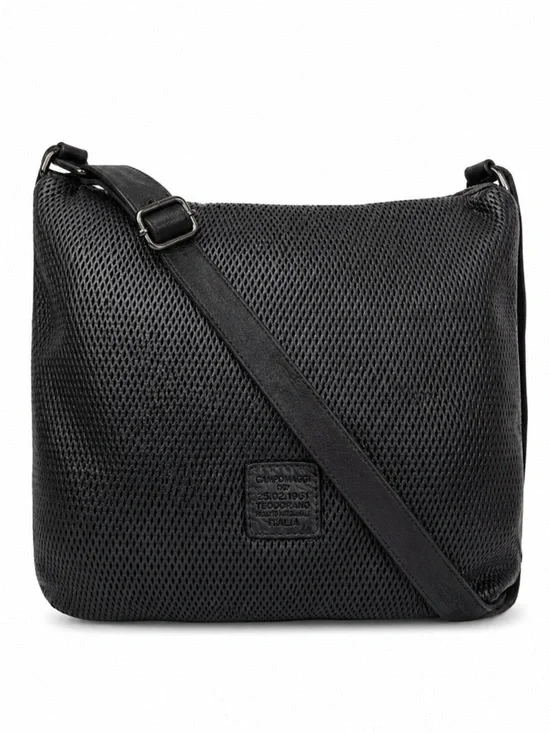 Campomaggi Teodorano Italy Perforated Black Leather Crossbody Bag
