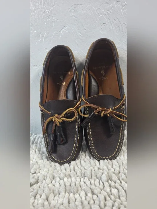 Polo Ralph Lauren Anders Loafers Men’s 7.5 Brown Leather Preppy Coastal Nautical