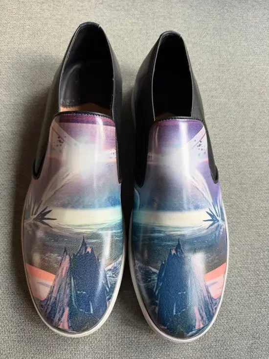 Robert Graham Wllamar Ocean Print Clack Slip-on Sneakers Blue Men's 13