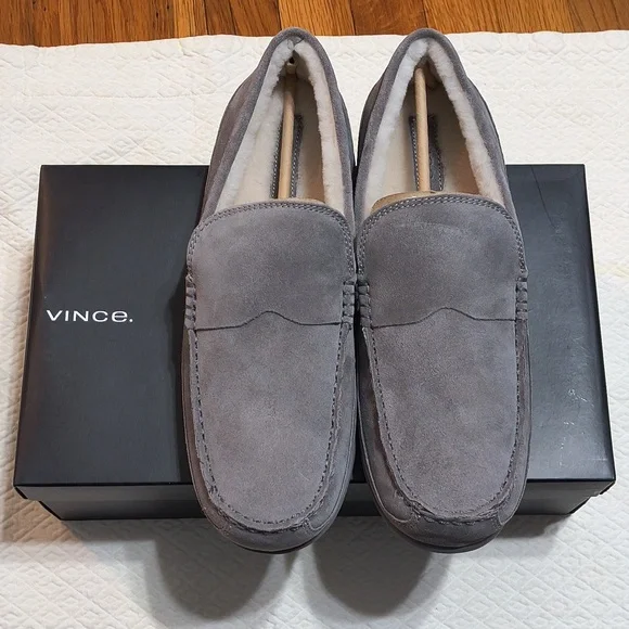 Vince Gibson Shearling Lined Moc Toe Slippers