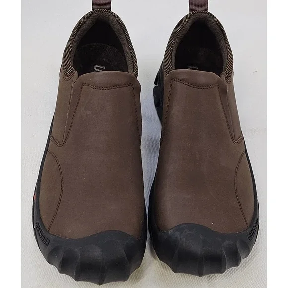 Upishi Mens Brown‎ Leather Outdoor Slip On Shoes Reinforced Toe Size 41