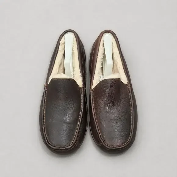 UGG Ascot Men's Leather Slippers Brown Moccasin Loafers Size 9 Style 5379