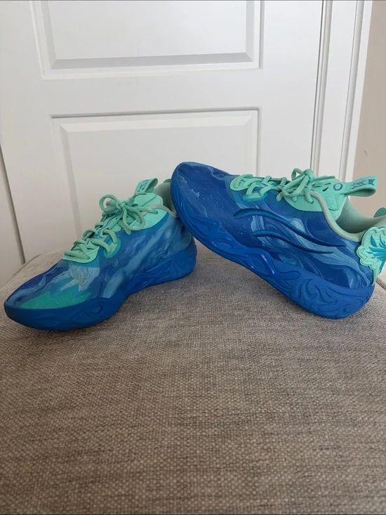 Puma Kids Blue and Aqua Lace-Up Sneakers