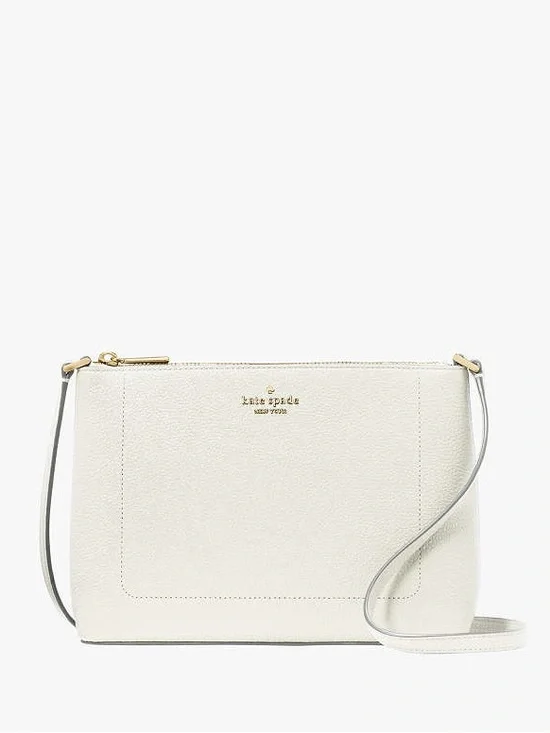 kate spade Cream Leather Crossbody with Gold Logo