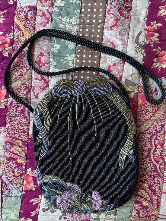 Vintage Art Nouveau style Beaded Crossbody Bag