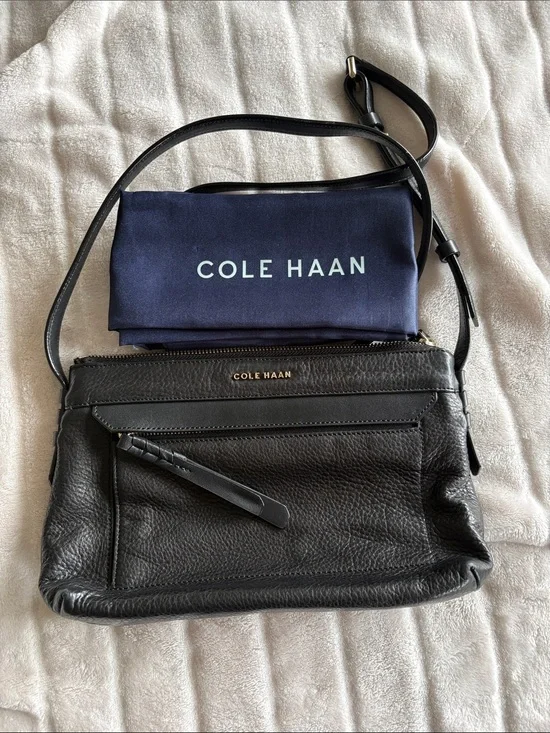 Cole Haan Black Pebbled Leather Crossbody Bag