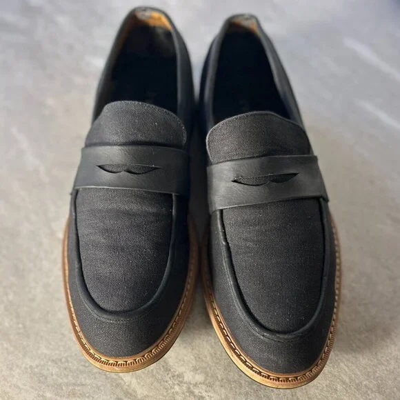 Seven 91 Mens SZ 10 Black Modern Penny Loafers Wardrobe Staple Work Dress Casual