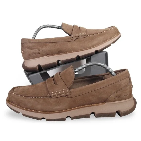 Cole Haan 4.ZeroGrand Nubuck Penny Loafers Mens 10.5M Brown C39546
