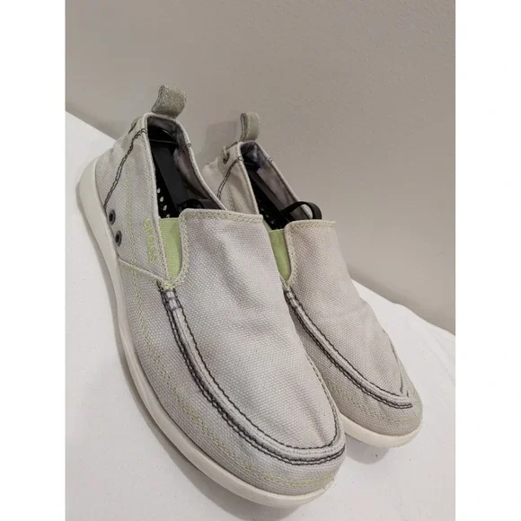 Crocs Walu Mens Light Gray Canvas Slip On Loafer Comfort Casual Shoes 9 11270