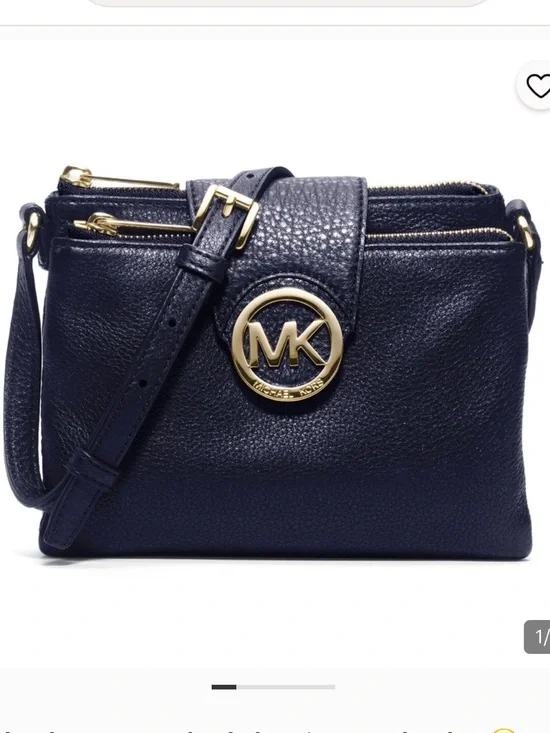Michael Kors Fulton Crossbody Bag in Dark Blue Pebble Leather