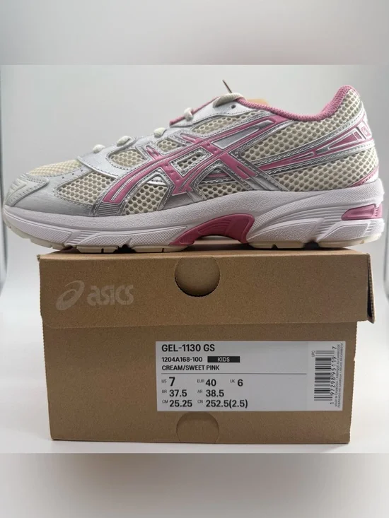 ASICS GEL-1130 Cream Sweet Pink Sneakers 7Y Women’s 8.5