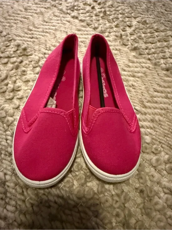 Kids Canvas Slip-On Sneakers pink fuchsia 12.5 13 little girls new unbranded