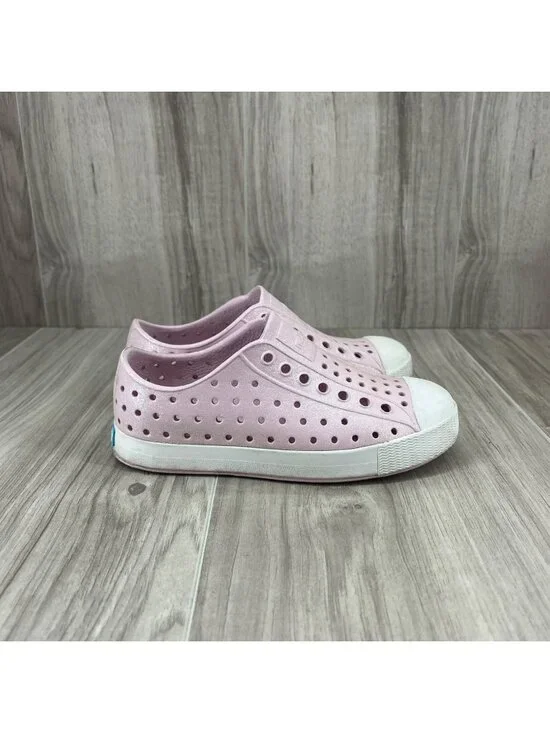 Native Jefferson Shoes Kids Toddler 11 Bio Bling Pink Glitter Slip On Waterproof