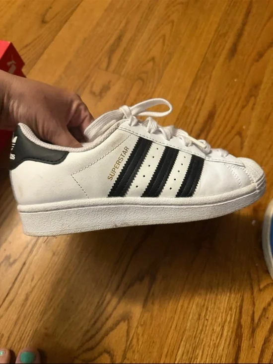 adidas Kids Superstar Sneakers - White with Black Stripes