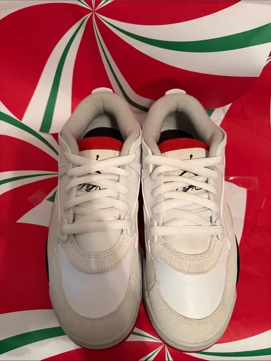 Jordan Kids White Sneakers with Red and Black Accents