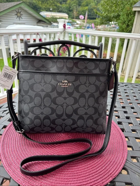 Coach Black Signature File Crossbody Bag new with tags