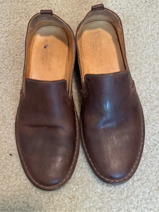 Brown Leather Slip-On Loafers with Cushioned Insole