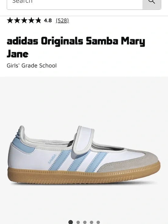 adidas Samba Mary Jane Kids Shoes in White & Light Blue