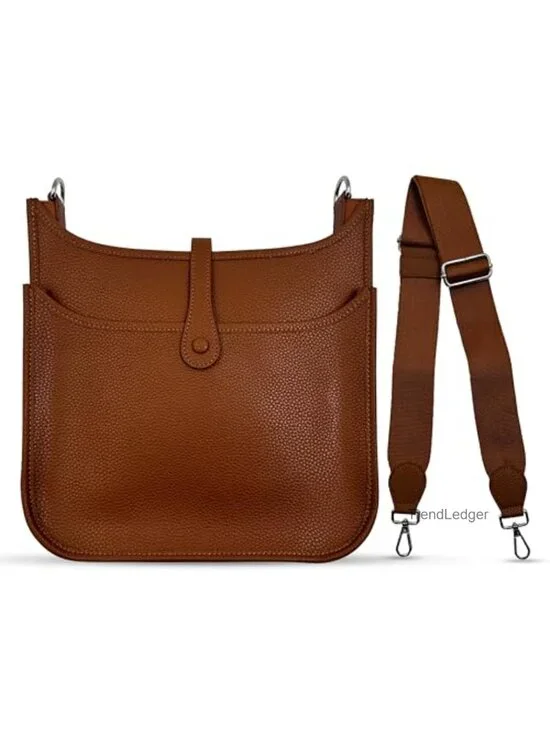 Vegan Leather Crossbody Bag Lightweight Shoulder Bag Adjustable Strap