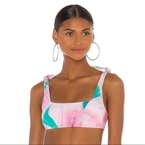 Frankie’s‎ Bikinis Rare Kendall Trippy Multicolor Tie Shoulder Bikini Swim Top S