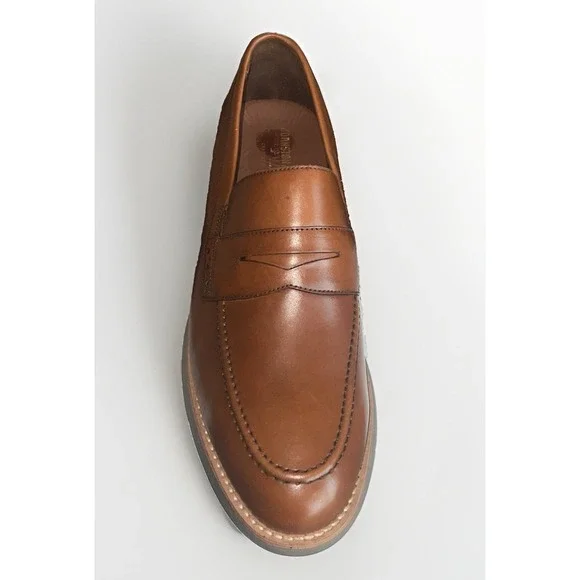 Johnston & Murphy Vaughn Penny Loafers Cognac Brown Leather Mens Size 8 NEW